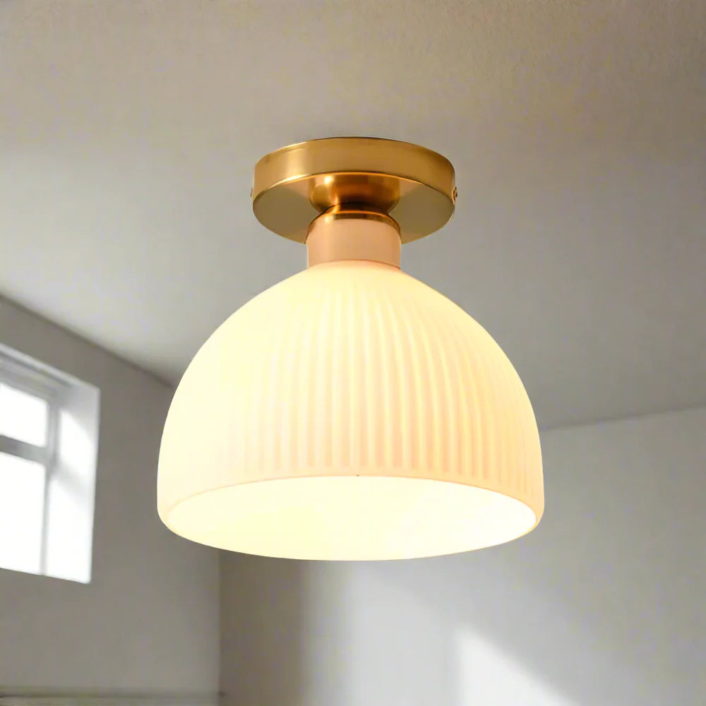 Nowoczesna Lampa Plafon Sufitowy z Mlecznego Szkła