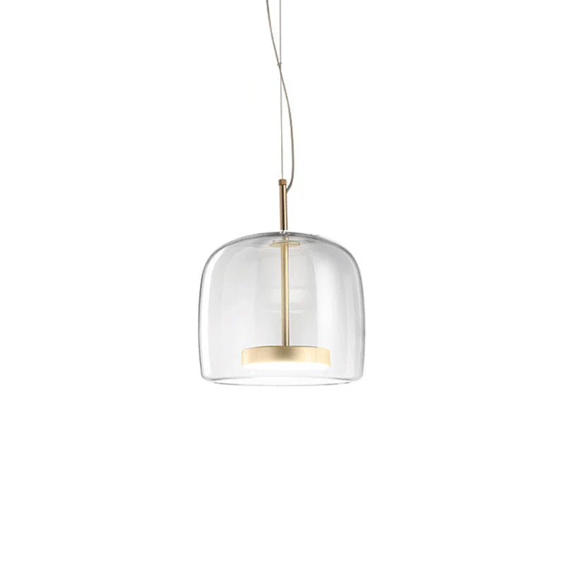 Szklana lampa wisząca LED w stylu nowoczesnym – minimalistyczny klosz i złote wykończenie