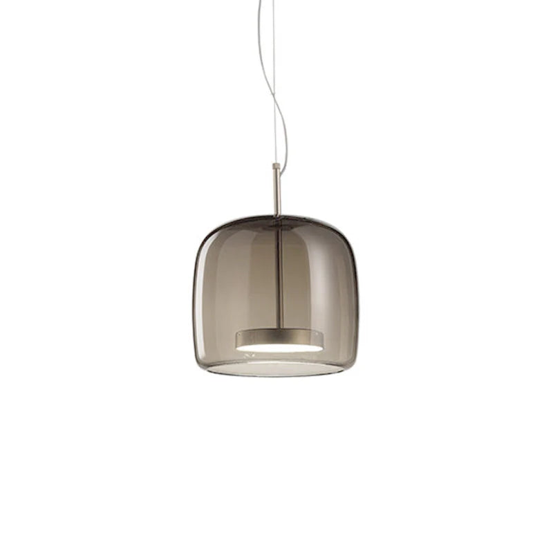 Szklana lampa wisząca LED w stylu nowoczesnym – minimalistyczny klosz i złote wykończenie