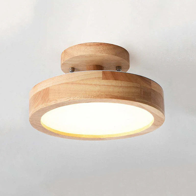 Nowoczesna lampa sufitowa LED wykonana z drewna