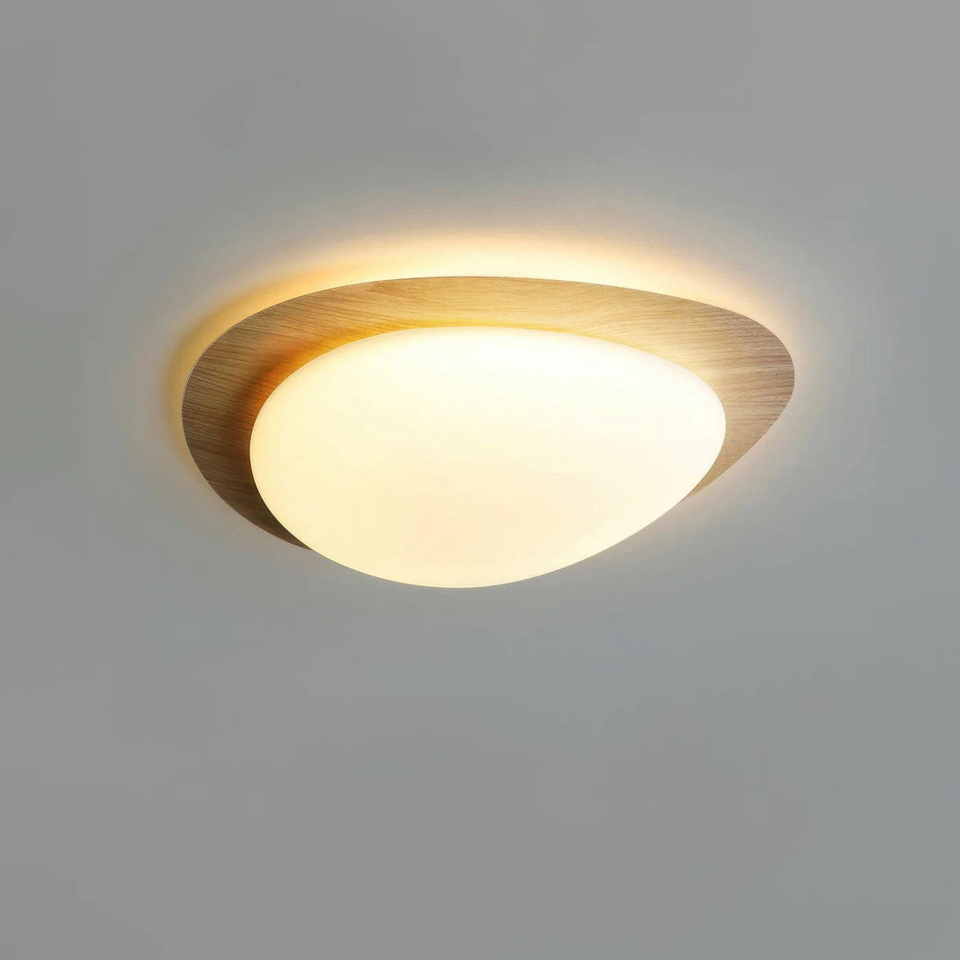 Nowoczesna Lampa Sufitowa LED z Drewnianym Akcentem