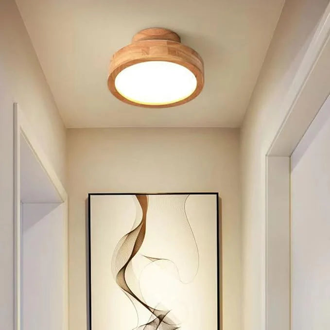 Nowoczesna lampa sufitowa LED wykonana z drewna