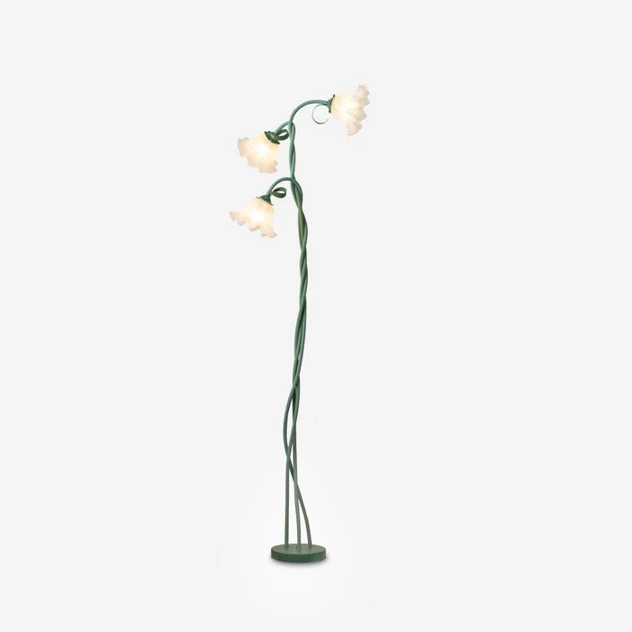 Lampa stojąca w stylu retro – podłogowa lampa kwiatowa z kloszami w kształcie lilii