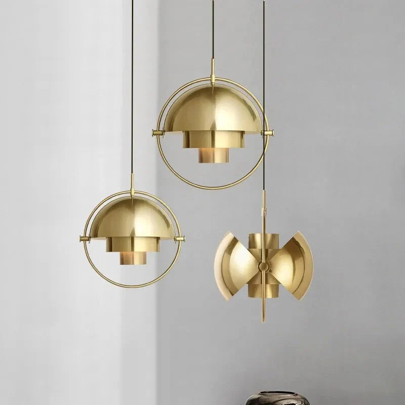 Designerska Lampa Wisząca z Metalowym Kloszem i Ozdobnym Pierścieniem