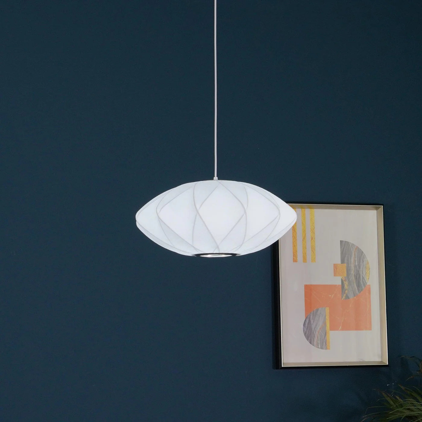 Nowoczesna Lampa Wisząca z Tkaninowym Kloszem