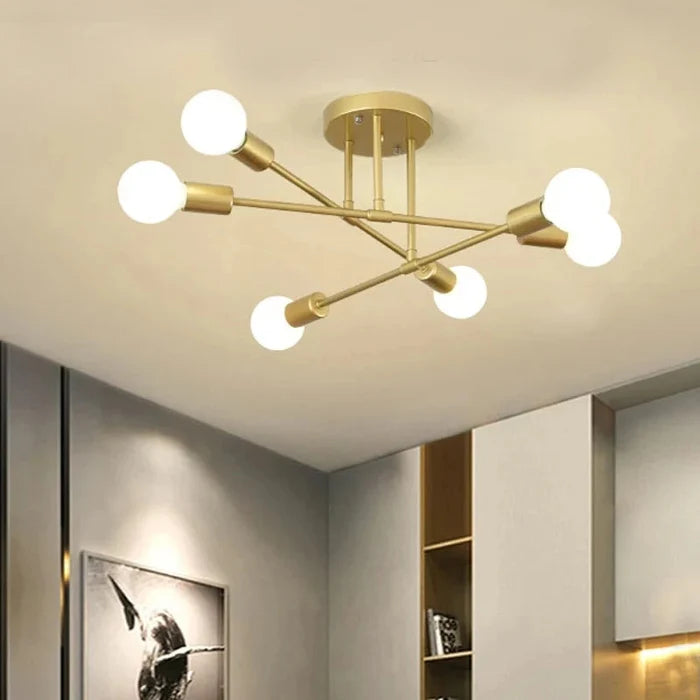 Industrialna lampa sufitowa żyrandol z okrągłymi lampami