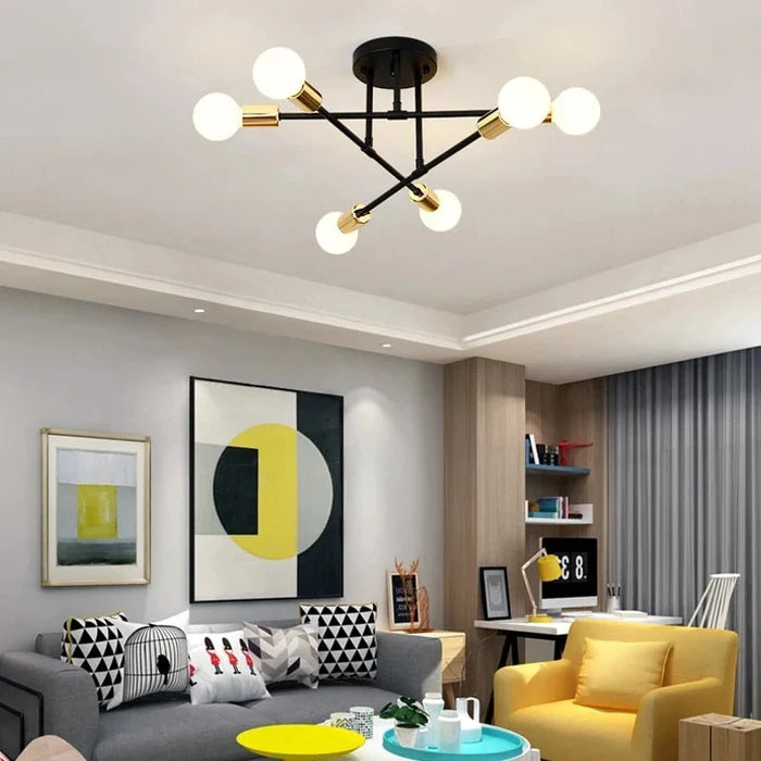 Industrialna lampa sufitowa żyrandol z okrągłymi lampami