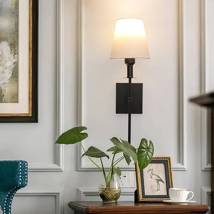 Klasyczny bezprzewodowy kinkiet lampa ścienna z abażurem – elegancka lampa do salonu i sypialni (2 sztuki)