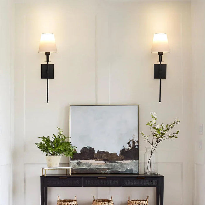 Klasyczny bezprzewodowy kinkiet lampa ścienna z abażurem – elegancka lampa do salonu i sypialni (2 sztuki)