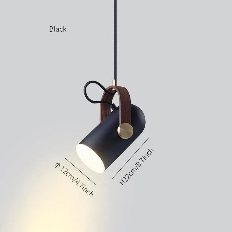 Nowoczesna lampa wisząca z drewnianym akcentem i metalowym kloszem – styl loftowy