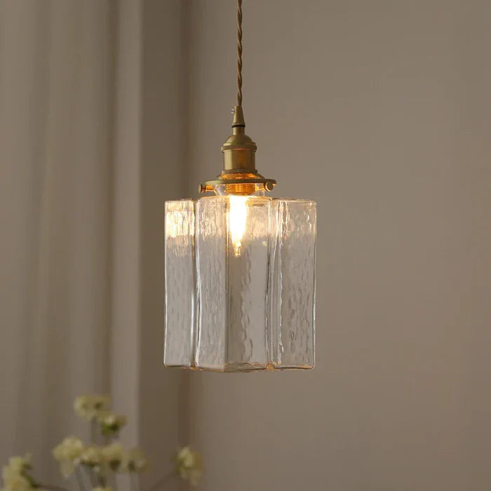 Vintage lampy wiszące szklane z mosiężnym wykończeniem