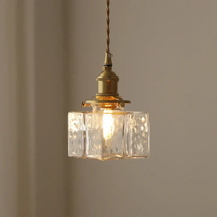 Vintage lampy wiszące szklane z mosiężnym wykończeniem