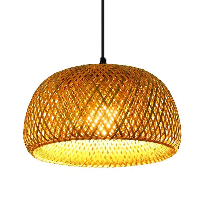 Rattanowa lampa wisząca Boho – Ręcznie pleciona lampa sufitowa z bambusa