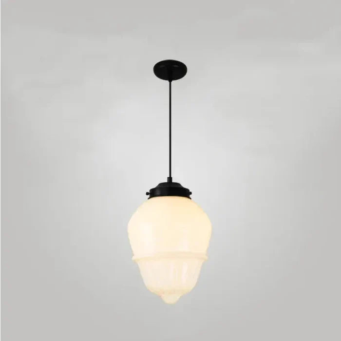 Geometryczna Lampa Wisząca z Białego Mlecznego Szkła – Styl Vintage