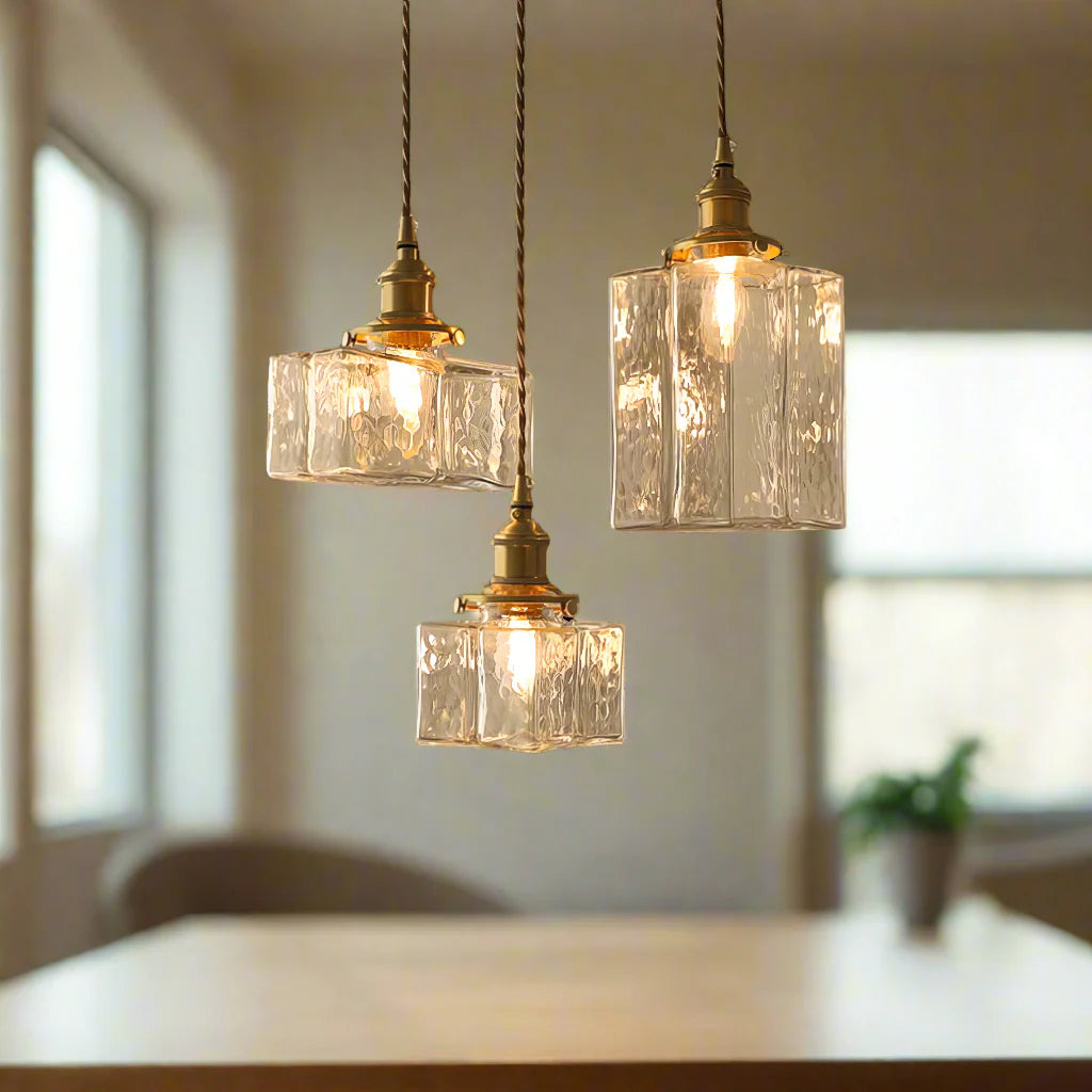 Vintage lampy wiszące szklane z mosiężnym wykończeniem