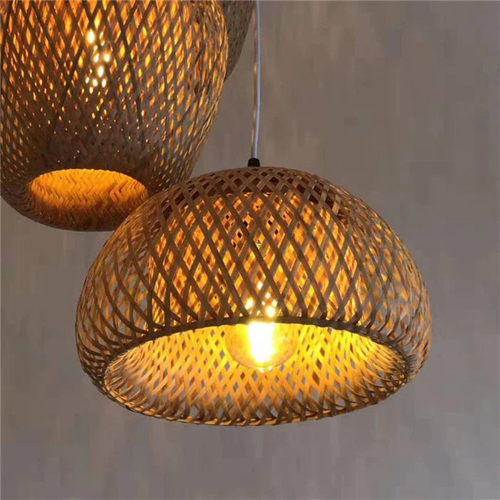 Rattanowa lampa wisząca Boho – Ręcznie pleciona lampa sufitowa z bambusa