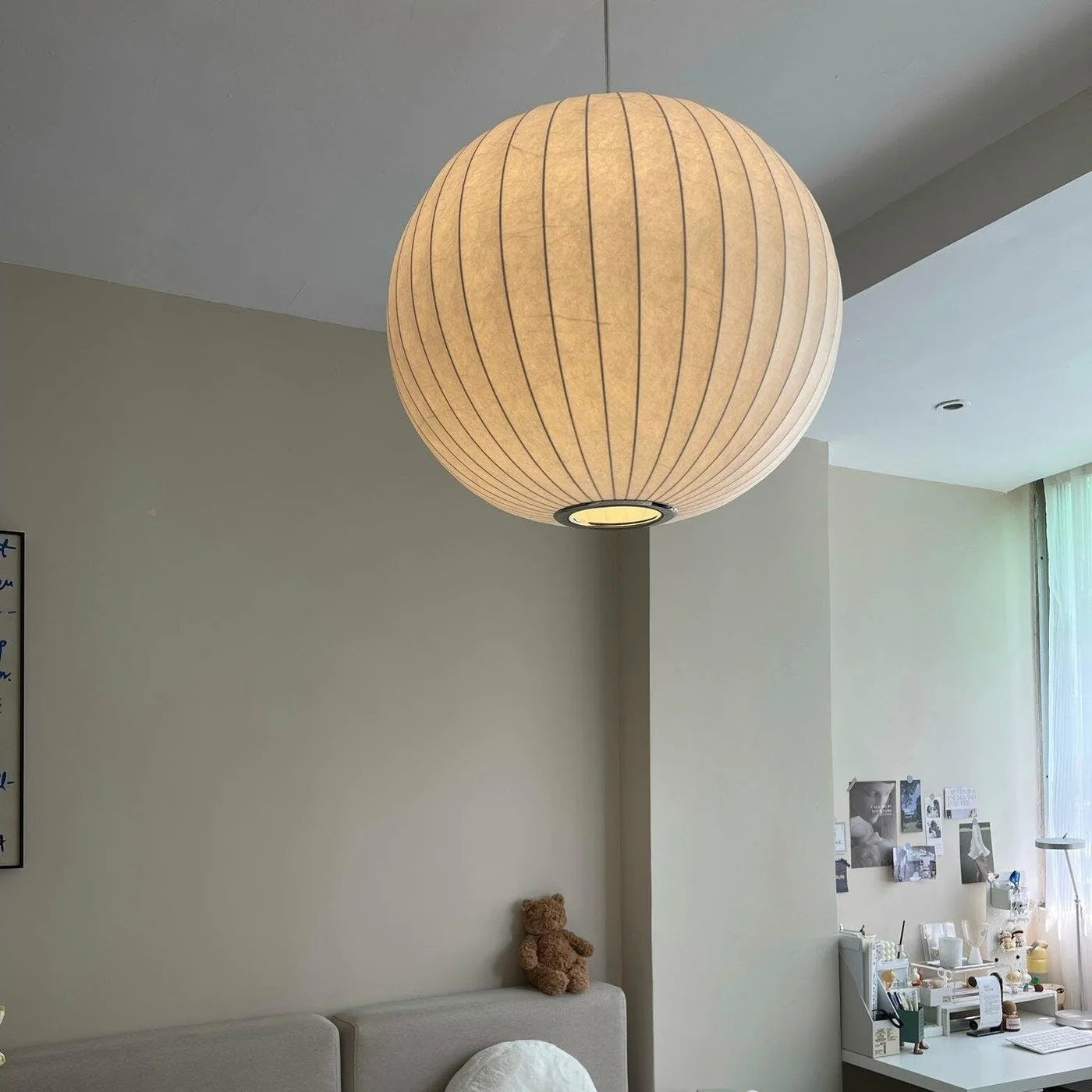 Lampa wisząca kula papierowa LED nowoczesny plafon w stylu japońskim