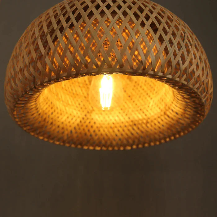 Rattanowa lampa wisząca Boho – Ręcznie pleciona lampa sufitowa z bambusa