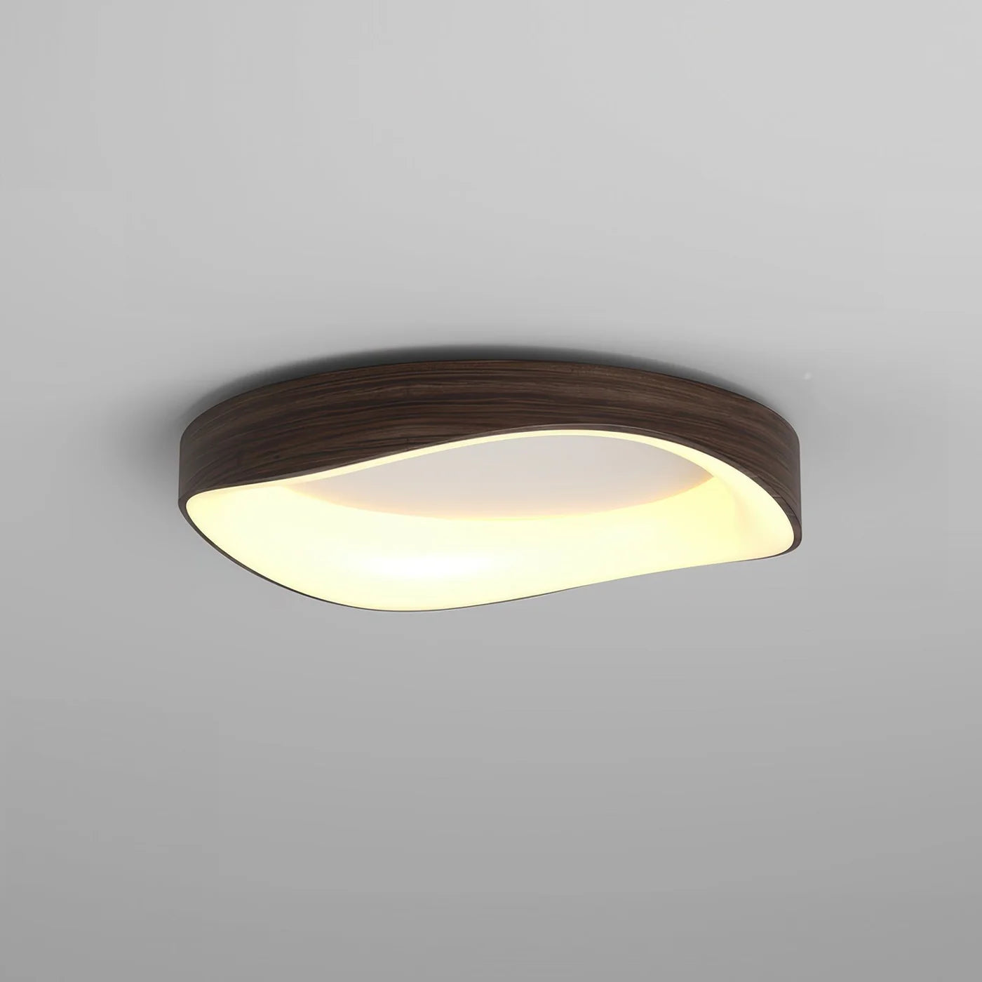 Skandynawska lampa sufitowa LED – Nowoczesna lampa natynkowa z efektem drewna