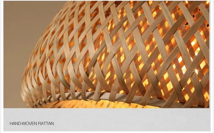 Rattanowa lampa wisząca Boho – Ręcznie pleciona lampa sufitowa z bambusa