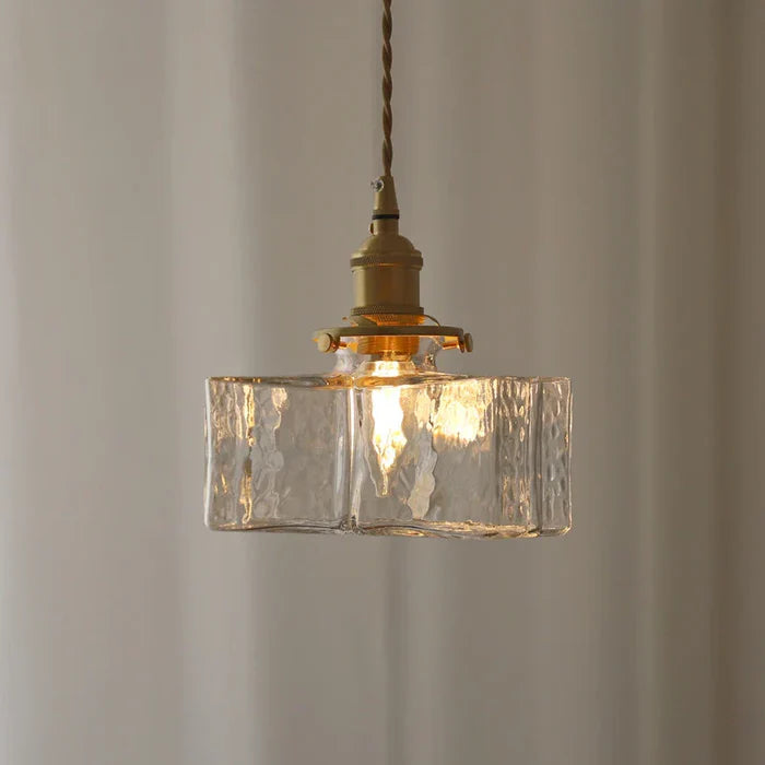 Vintage lampy wiszące szklane z mosiężnym wykończeniem