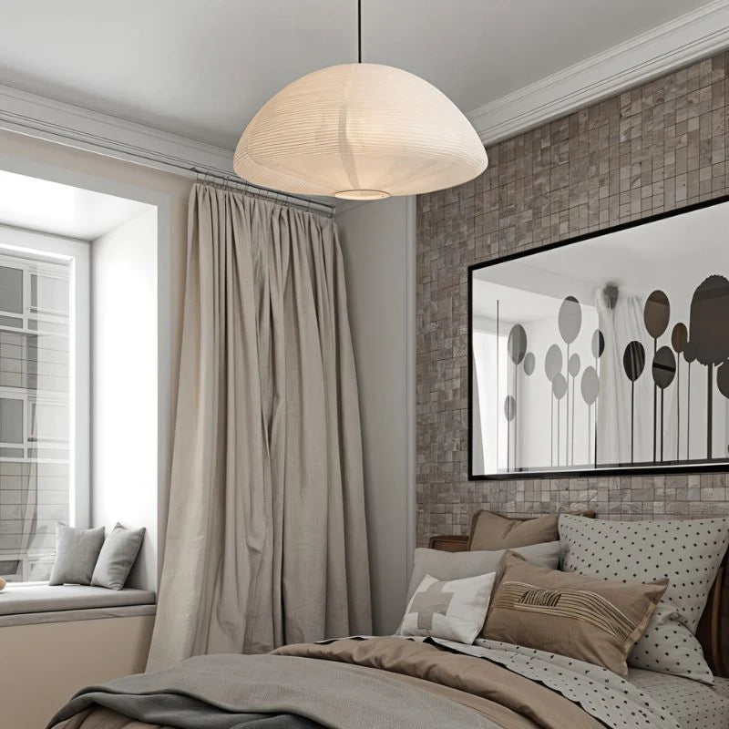 Nowoczesna Lampa Wisząca z Papieru z Delikatnym Prążkowaniem – Minimalistyczna Elegancja
