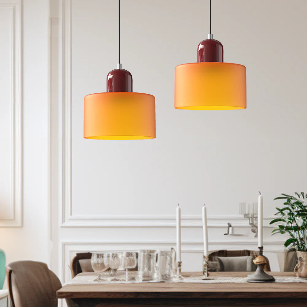 Nowoczesna lampa wisząca z kolorowego szkła w stylu Bauhaus
