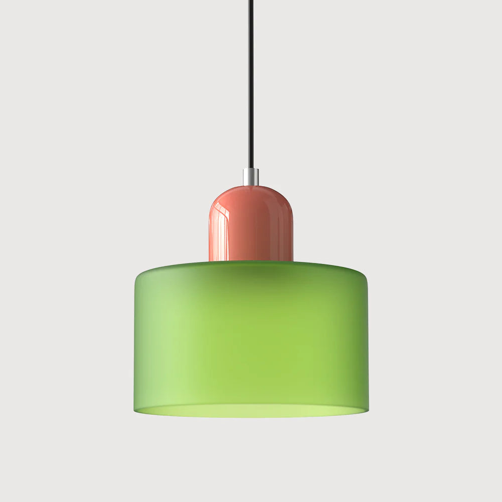 Nowoczesna lampa wisząca z kolorowego szkła w stylu Bauhaus