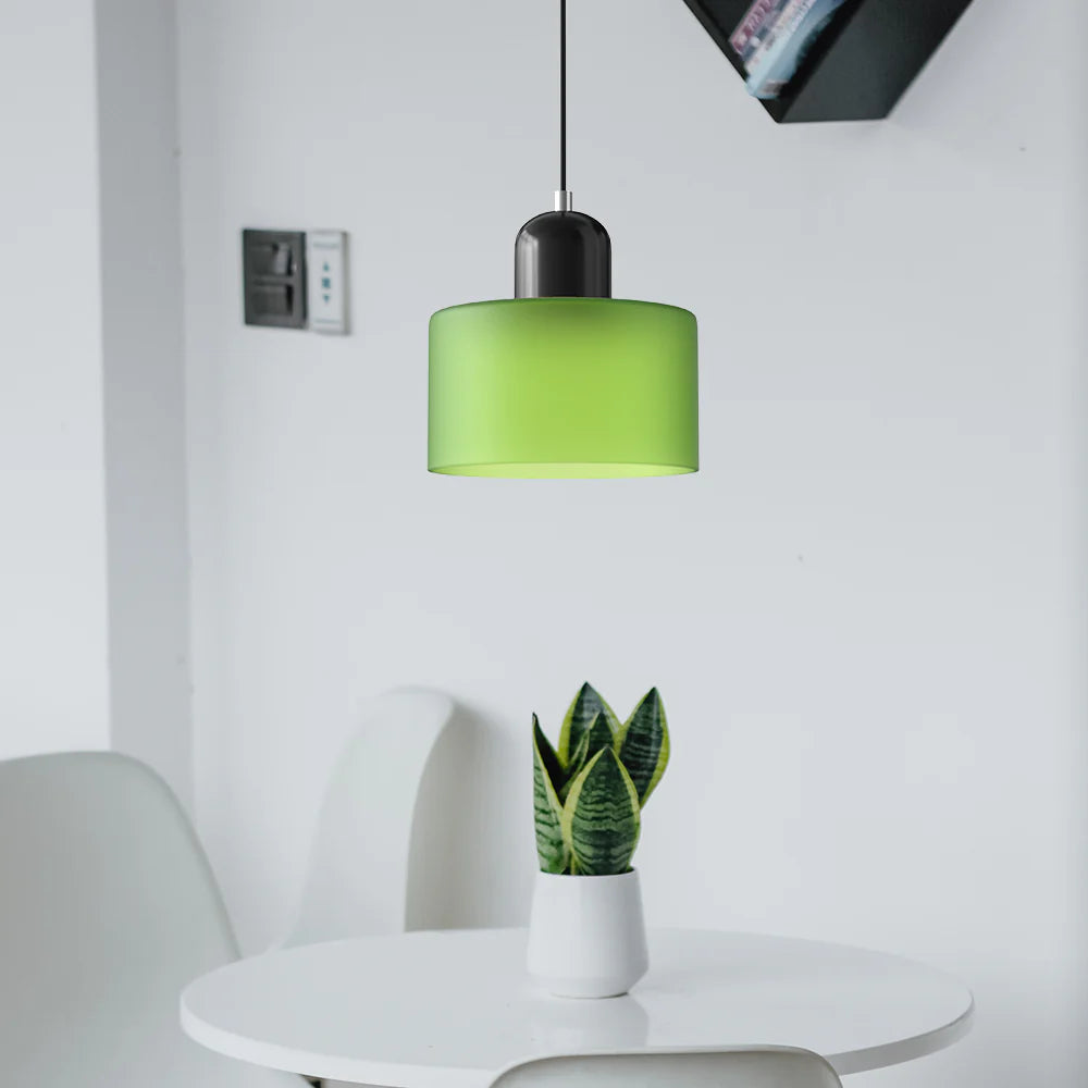 Nowoczesna lampa wisząca z kolorowego szkła w stylu Bauhaus