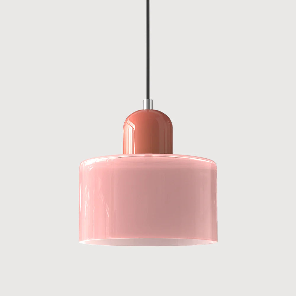 Nowoczesna lampa wisząca z kolorowego szkła w stylu Bauhaus