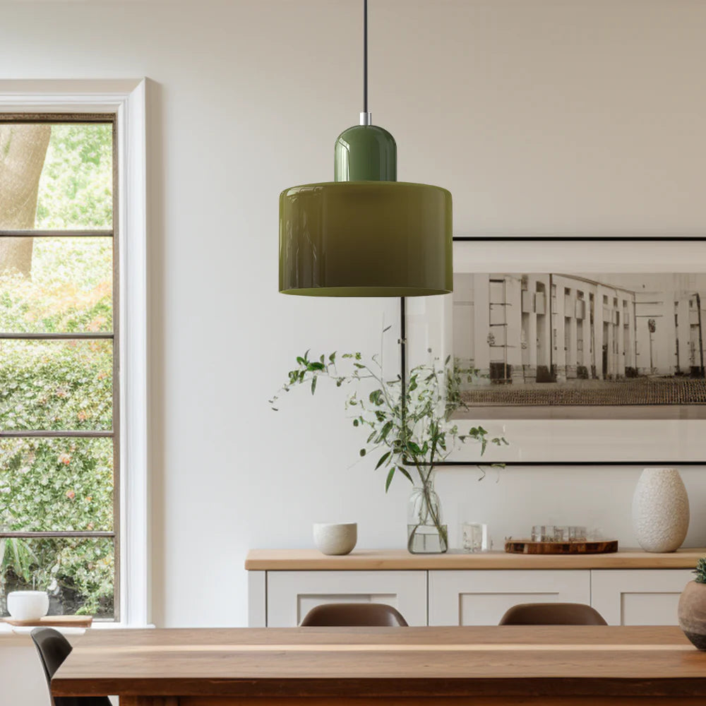 Nowoczesna lampa wisząca z kolorowego szkła w stylu Bauhaus