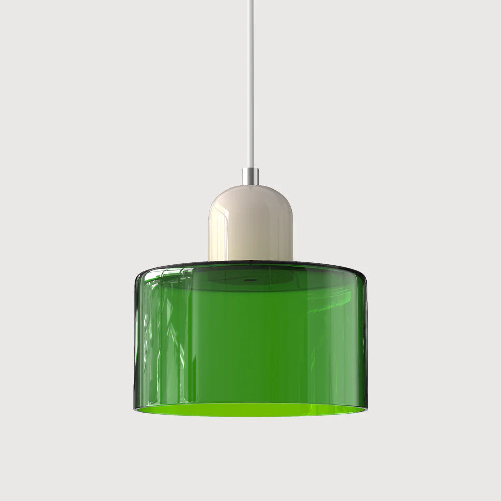 Nowoczesna lampa wisząca z kolorowego szkła w stylu Bauhaus