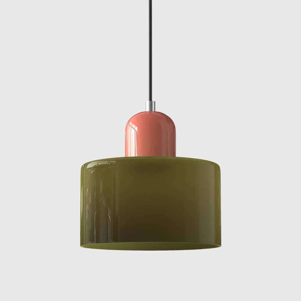 Nowoczesna lampa wisząca z kolorowego szkła w stylu Bauhaus