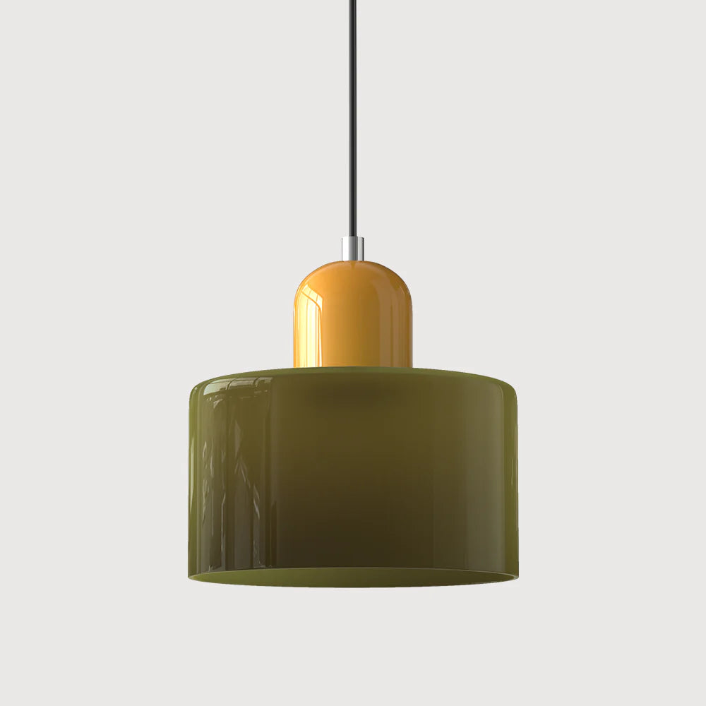Nowoczesna lampa wisząca z kolorowego szkła w stylu Bauhaus