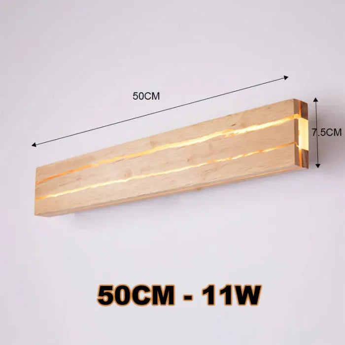 Nowoczesna drewniana lampa ścienna LED „Naturalna Linia” – kinkiet minimalistyczny