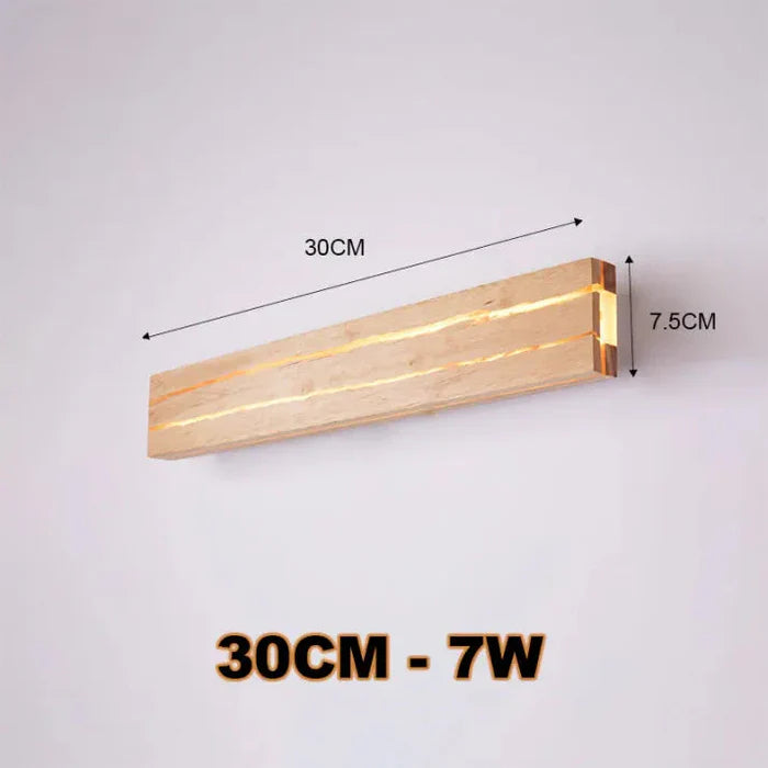 Nowoczesna drewniana lampa ścienna LED „Naturalna Linia” – kinkiet minimalistyczny
