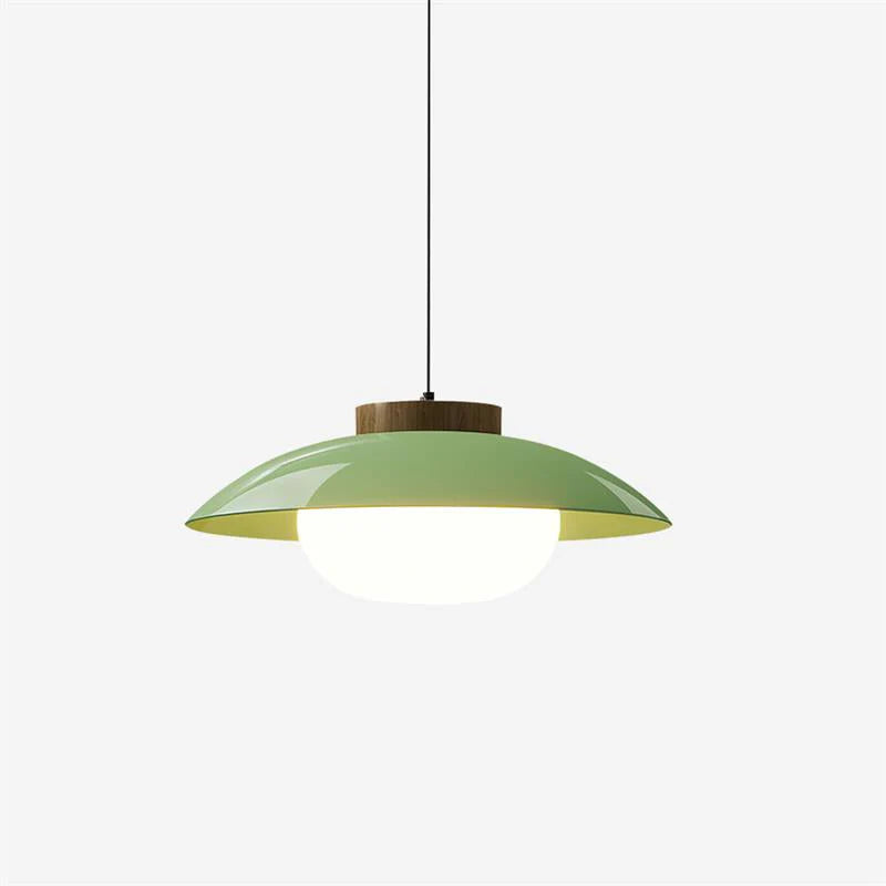Nowoczesna Szklana Lampa Wisząca – Minimalistyczny Design z Drewnianym Akcentem
