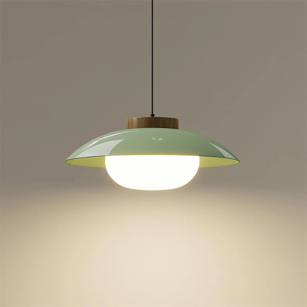 Nowoczesna Szklana Lampa Wisząca – Minimalistyczny Design z Drewnianym Akcentem