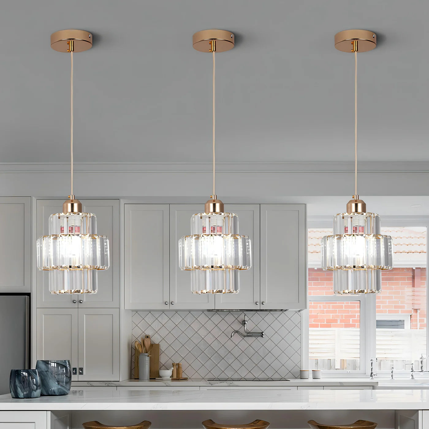 Elegancka Szklana Lampa Wisząca Kryształowa – Styl Glamour