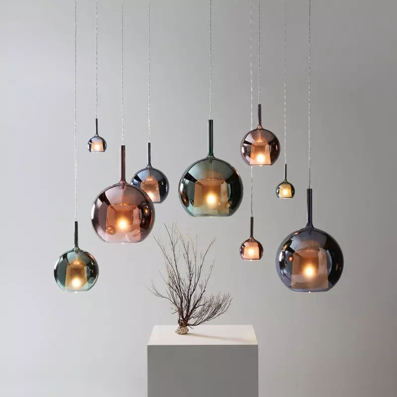 Nowoczesna lampal wisząca z kloszami ze szkła – Lampa sufitowa typu cluster z dymionym szkłem