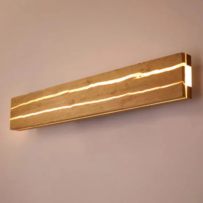 Nowoczesna drewniana lampa ścienna LED „Naturalna Linia” – kinkiet minimalistyczny
