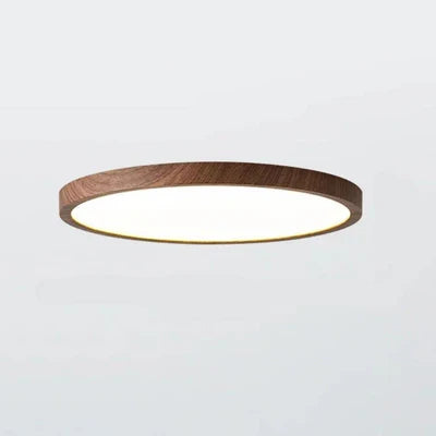 Nowoczesna okrągła lampa sufitowa LED z drewnianą ramą