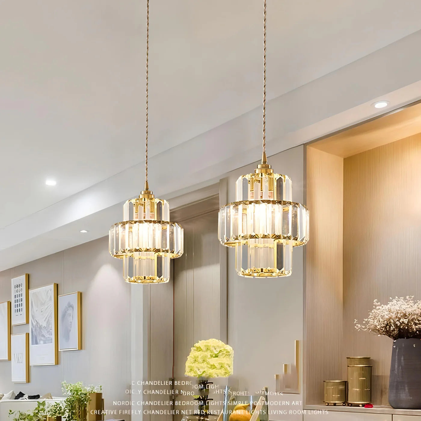 Elegancka Szklana Lampa Wisząca Kryształowa – Styl Glamour