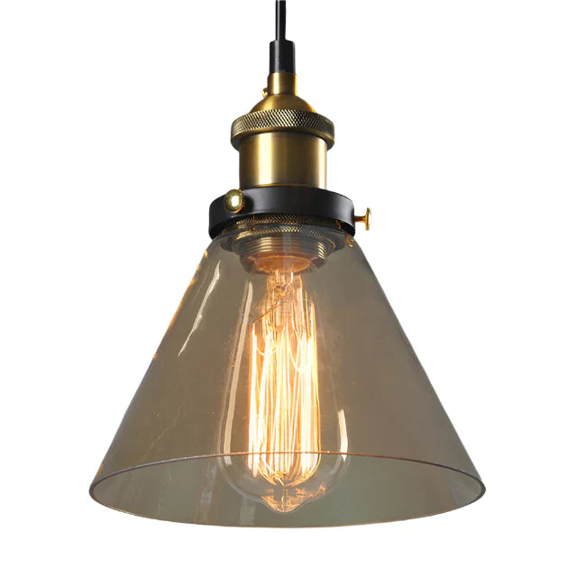 Industrialna lampa wisząca ze szkłem – Klosz z dymionego szkła