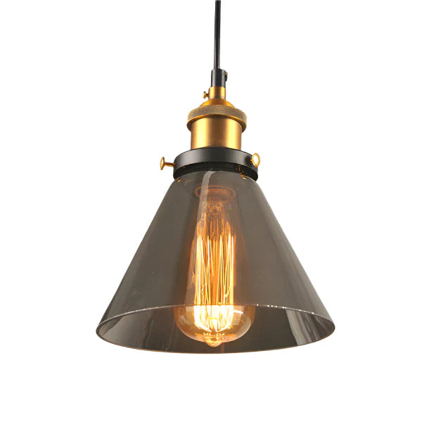 Industrialna lampa wisząca ze szkłem – Klosz z dymionego szkła