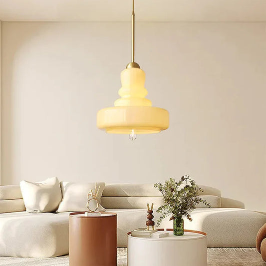 Designerska Lampa Wisząca z Mlecznego Szkła Bauhaus