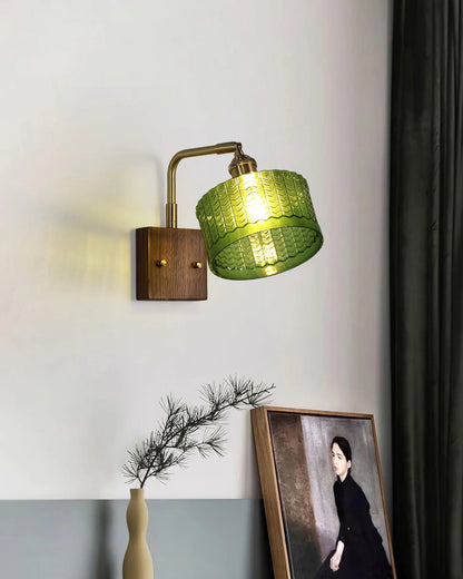 Kinkiet Vintage Lampa Ścienna ze Szklanym Kloszem