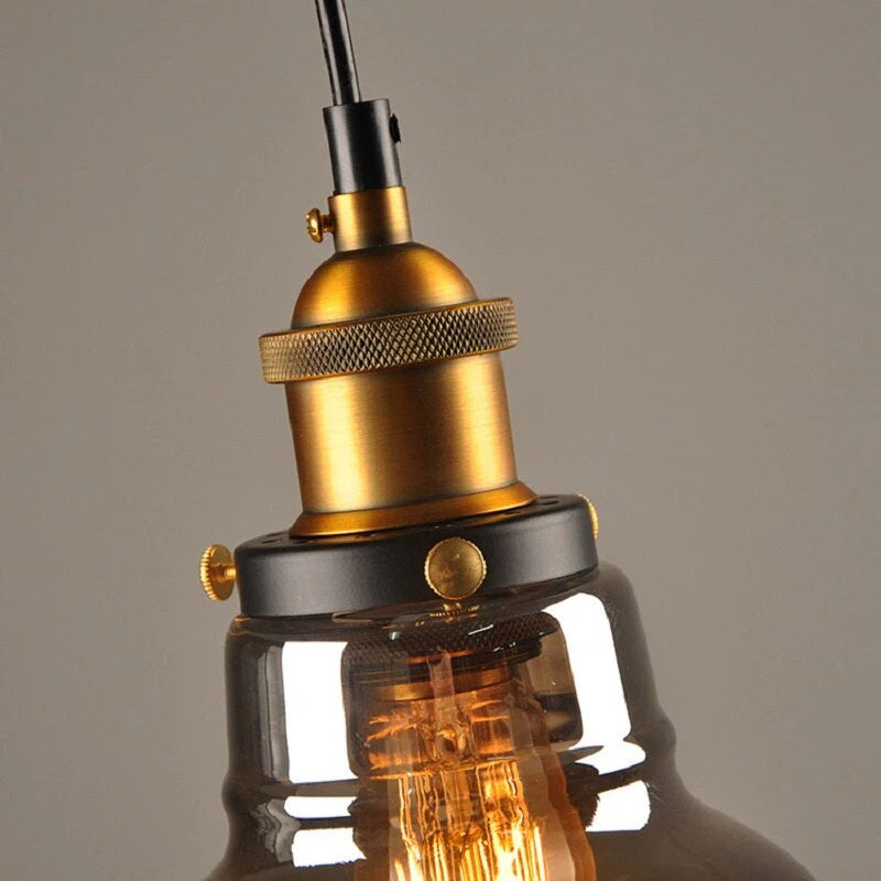 Industrialna lampa wisząca ze szkłem – Klosz z dymionego szkła