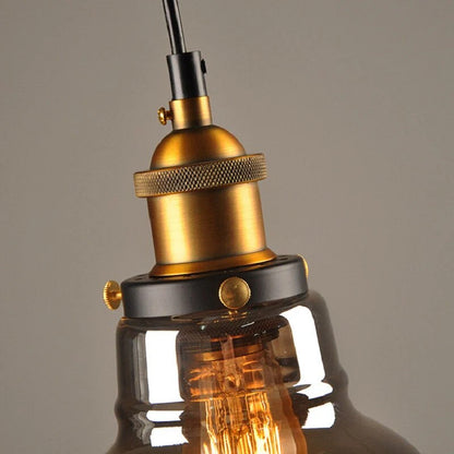Industrialna lampa wisząca ze szkłem – Klosz z dymionego szkła