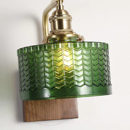 Kinkiet Vintage Lampa Ścienna ze Szklanym Kloszem